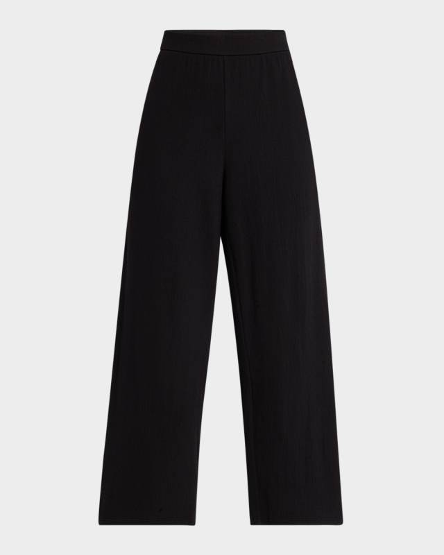 Cropped Wide-Leg Crinkled Jersey Pants